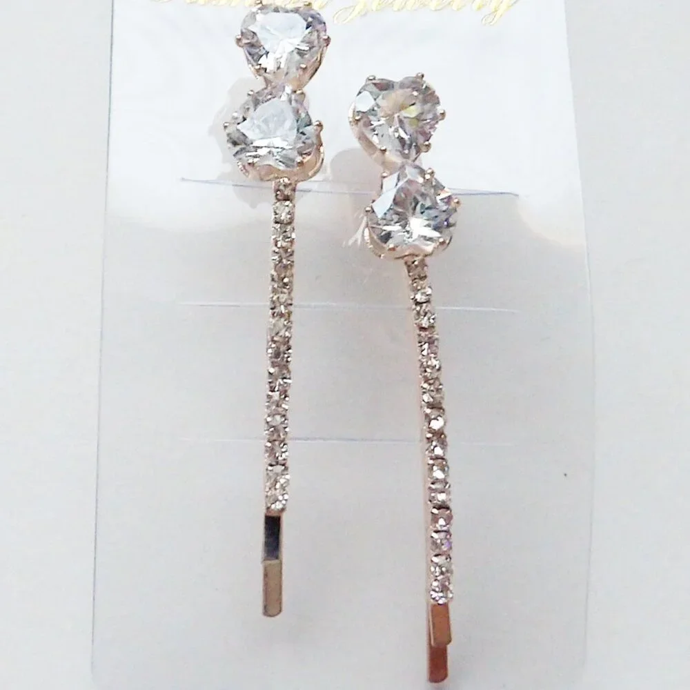 Bundle of 8 Bobby Pins Various Designs Faux Pearl Crystals Gold Tone NEW